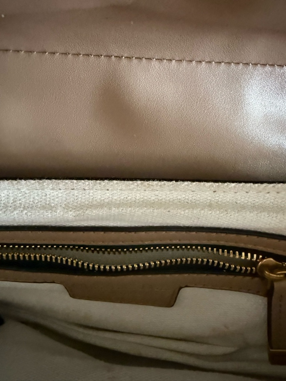 Women’s Saddle Shoulder Bag in Taupe with Gold Hardware - Picture 3 of 4